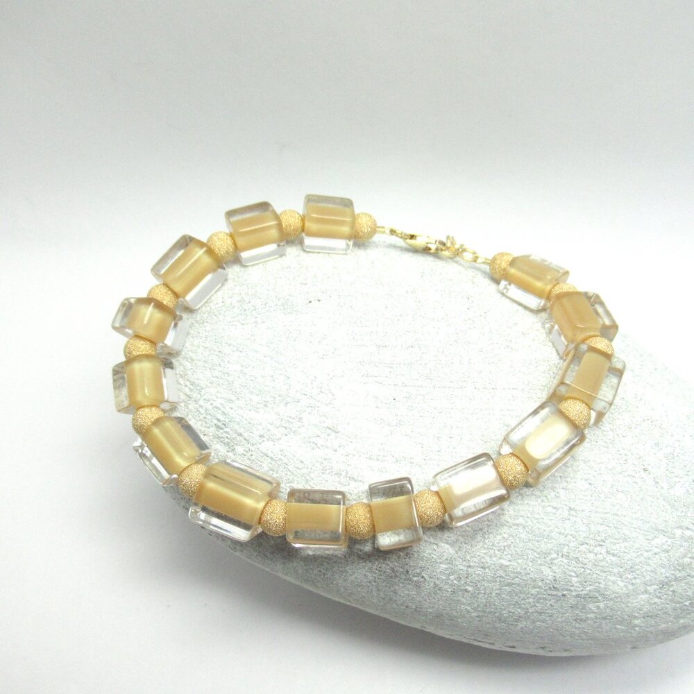 Cane glass and gold bracelet